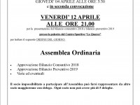 CONVOCAZIONE ASSEMBLEA ORDINARIA