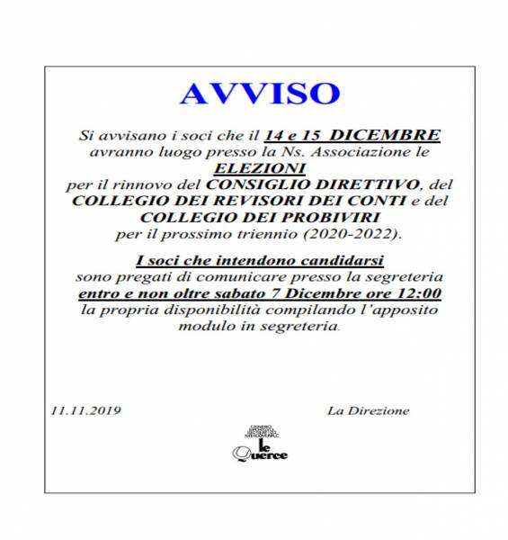 ELEZIONI NUOVO TRIENNIO 2020/2022