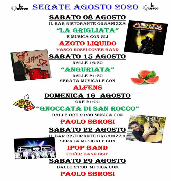 SERATE E ATTIVITA' AGOSTO 2020